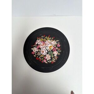 Vintage Hand Painted Floral Toleware Wood plate Serving Tray 16"